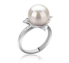 10-11mm AAAA Quality Freshwater Cultured Pearl Ring in Billy White